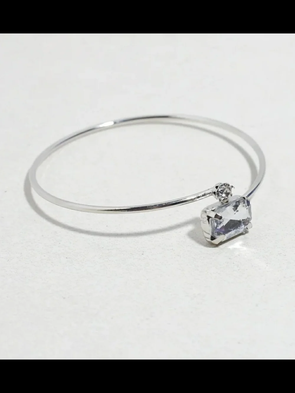 Silver Bypass Bangle Bracelet with Clear Cubic Zirconia Accents BNIB